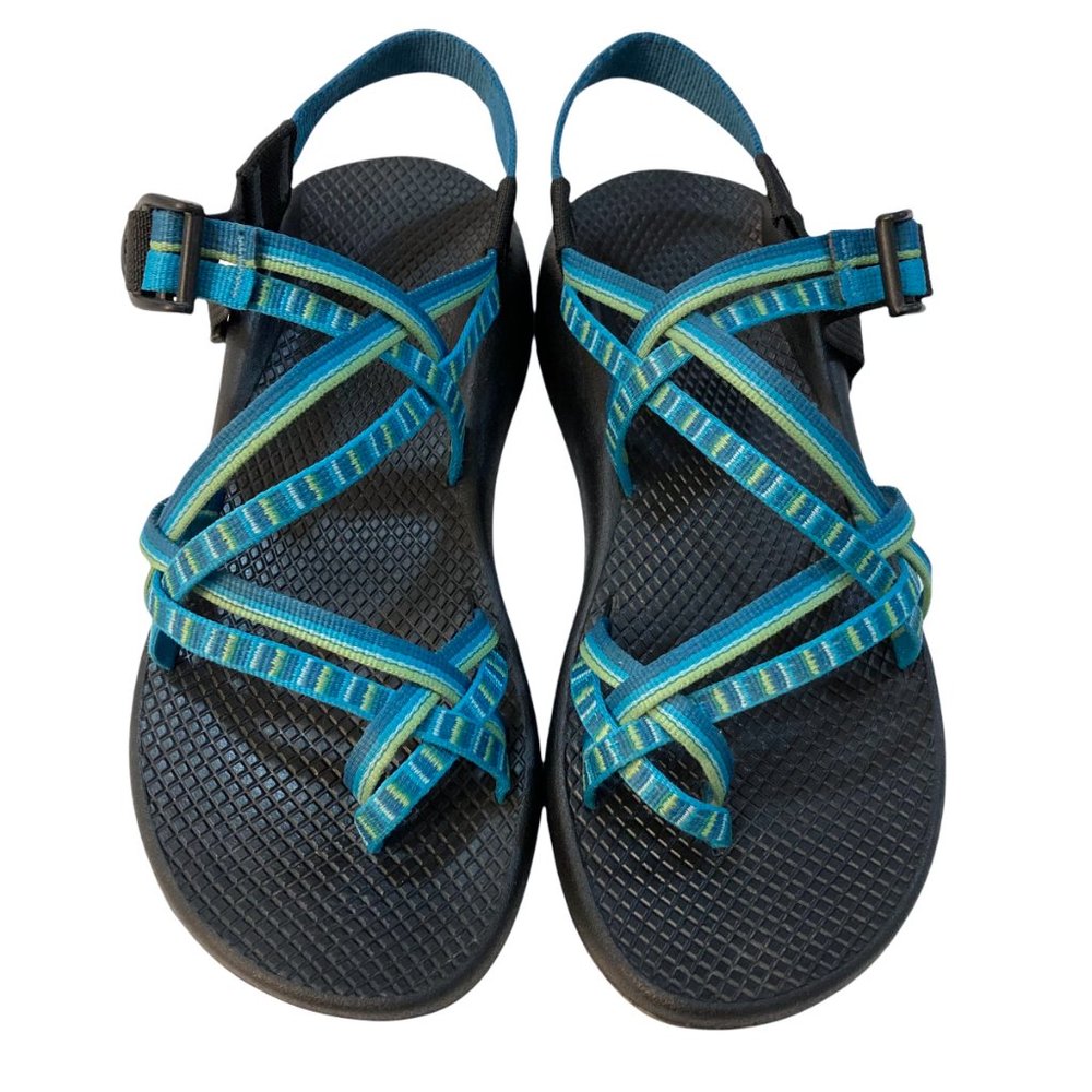 CHACO ZX/2 Tampa Sandals Striped Double Strap w/Toe Loops Vibram Soles - Size 9